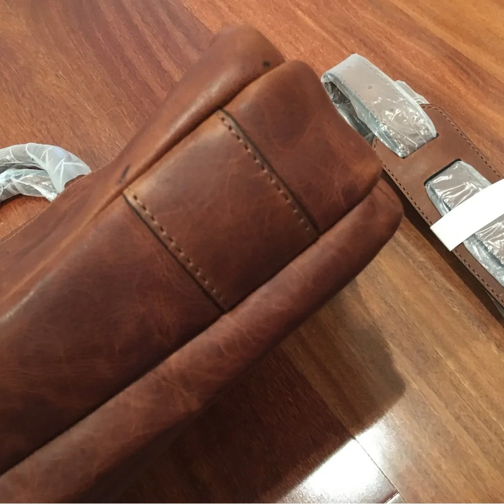 NWOT Frye Logan Slim Leather Briefcase - cognac